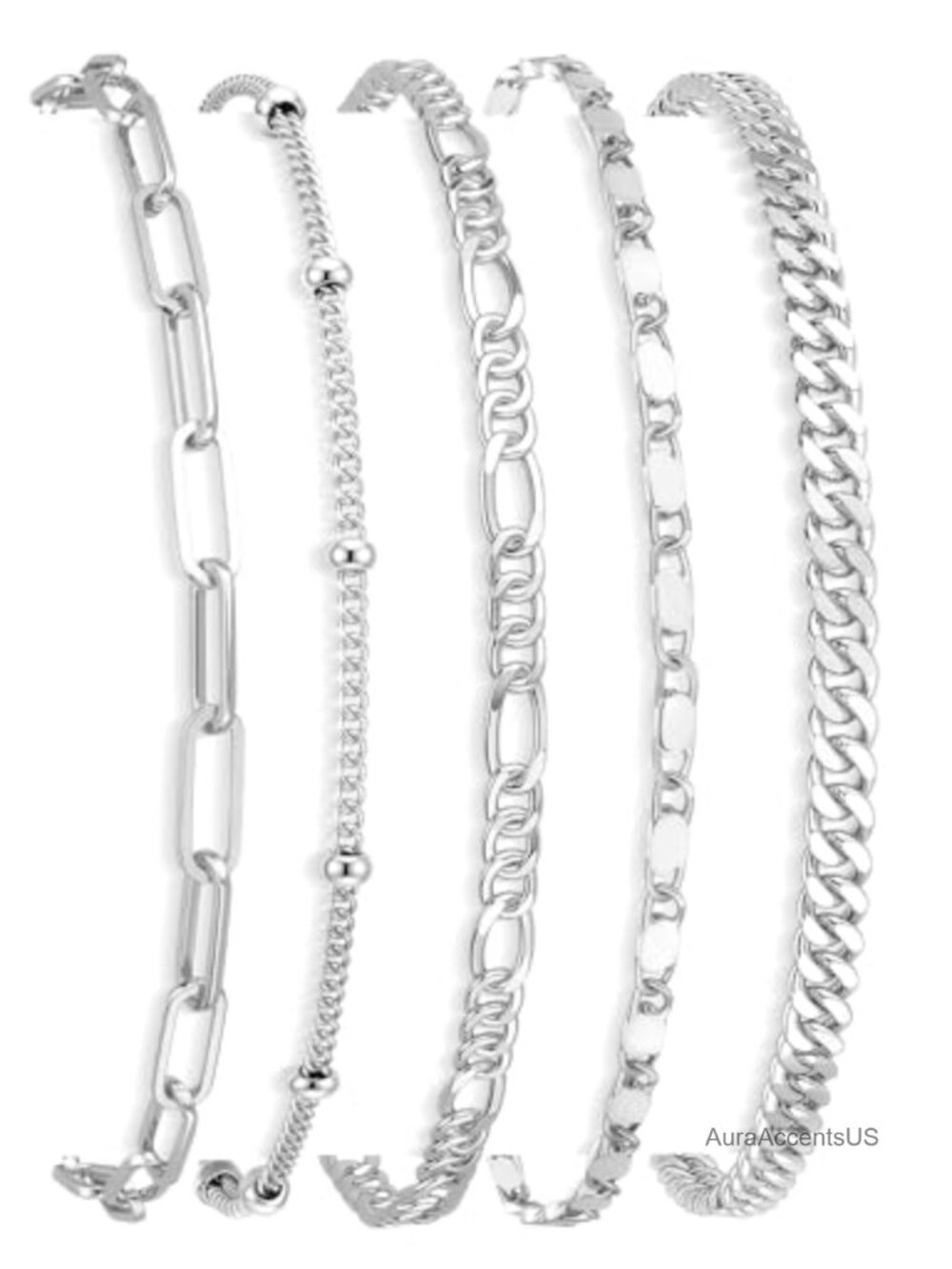 14k Gold Plated Layered Anklet Set Ankle Bracelets for Women Waterproof